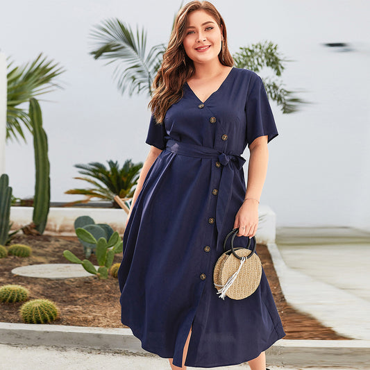 Plus Size Elegant V-Neck Dress for Women