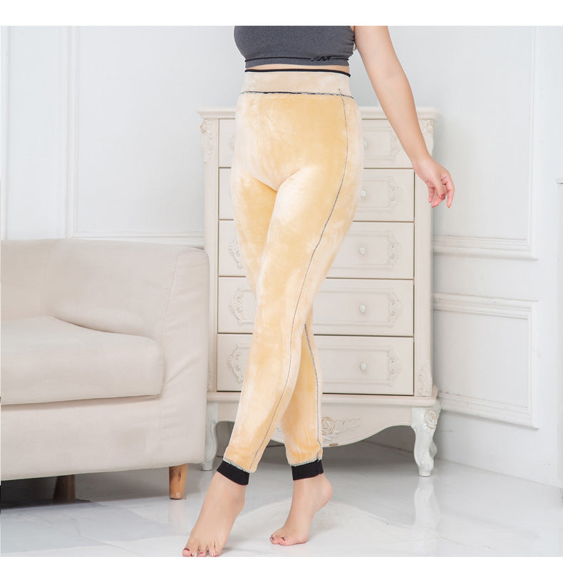 Plus Size Thickened Fleece One-Piece Leggings for Women