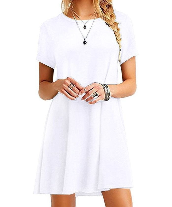 Plus Size Loose Fit Solid Color Dress