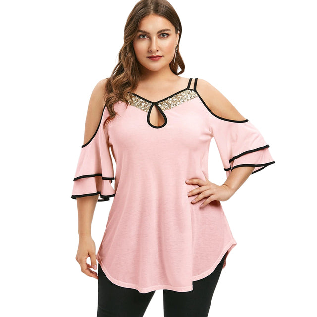 Plus Size Off Shoulder Baggy Tee for Women 4XL