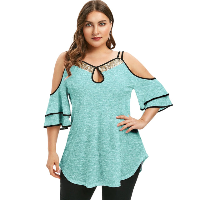 Plus Size Off Shoulder Baggy Tee for Women 4XL