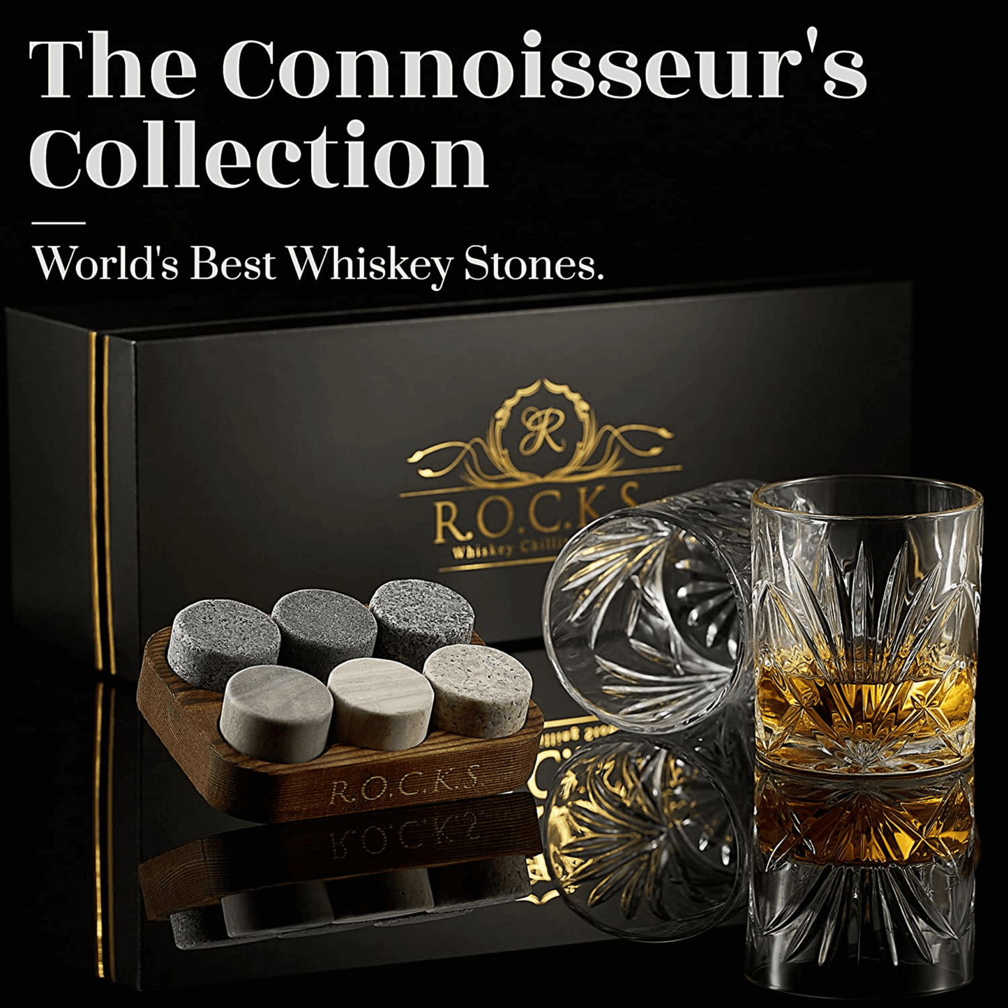The Connoisseur Set | Premium Whiskey Stones & Glass Gift Box