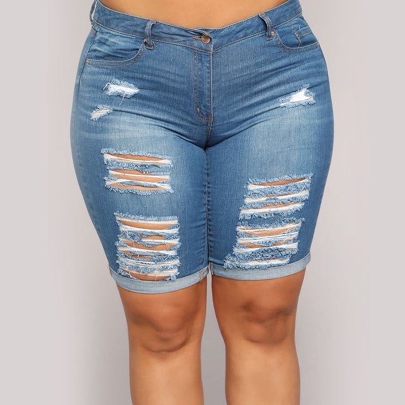 Plus Size Ripped Jeans for Women - Summer Style
