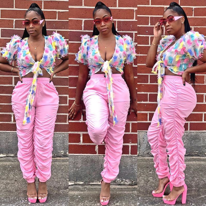 Plus Size High Waist Ruched Cargo Pants for Women