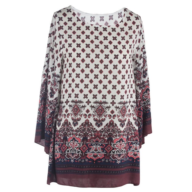 Plus Size Loose Sleeve Floral Print Dress