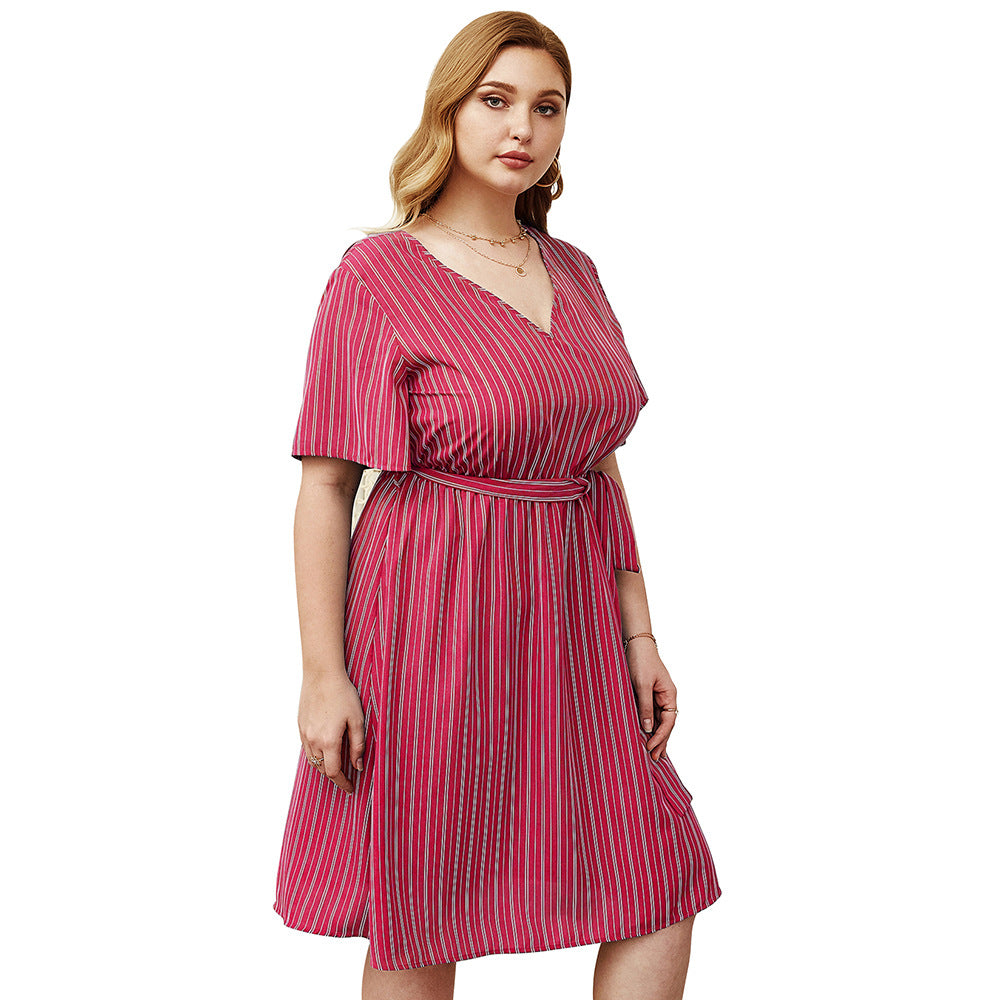 Plus Size Designer Summer Dress with Stripes