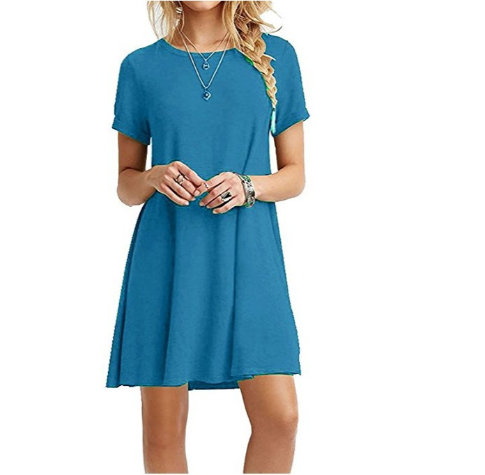 Plus Size Loose Fit Solid Color Dress