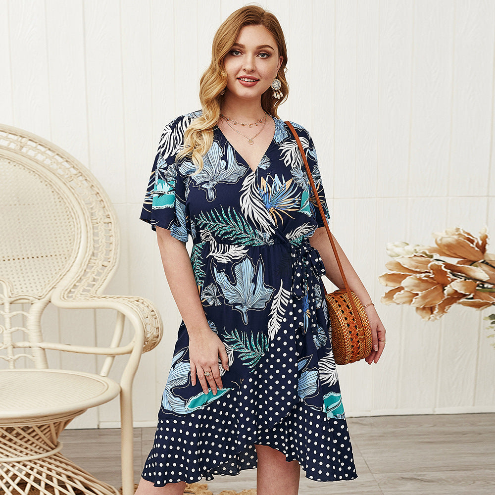 New Summer Dress with Floral Patchwork (Plus Size)