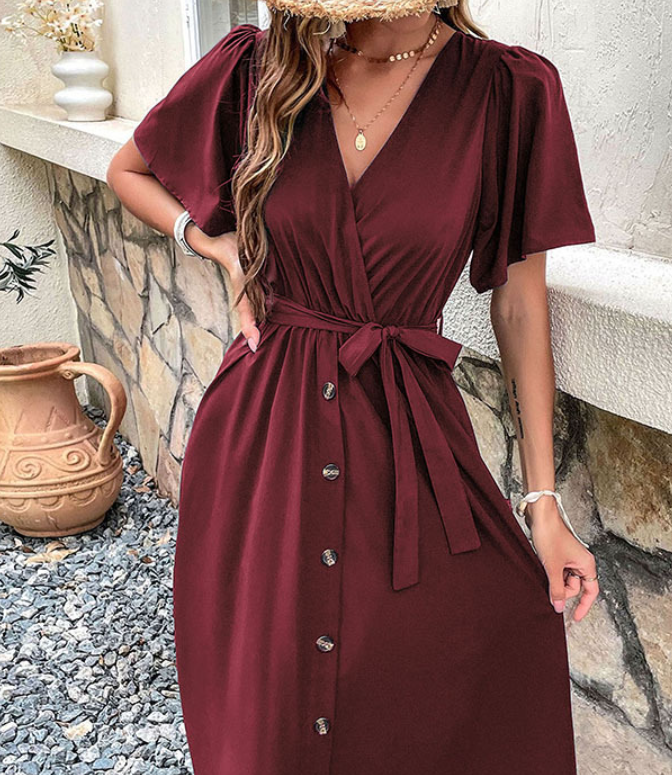 Plus Size Elegant V-Neck Dress for Women