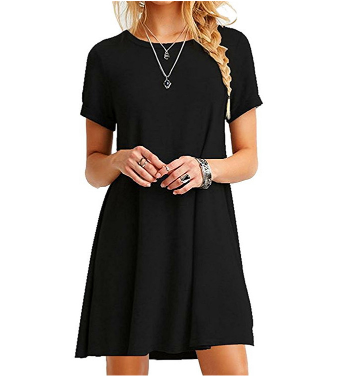 Plus Size Loose Fit Solid Color Dress