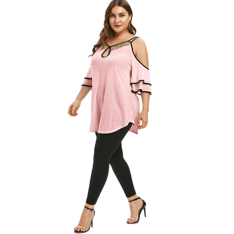 Plus Size Off Shoulder Baggy Tee for Women 4XL