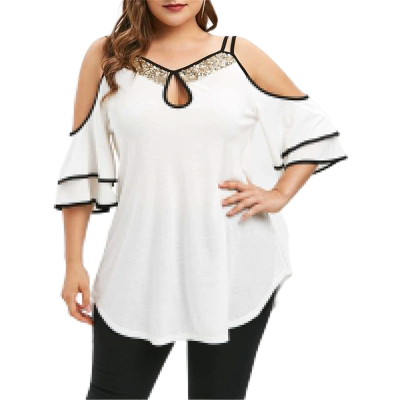 Plus Size Off Shoulder Baggy Tee for Women 4XL
