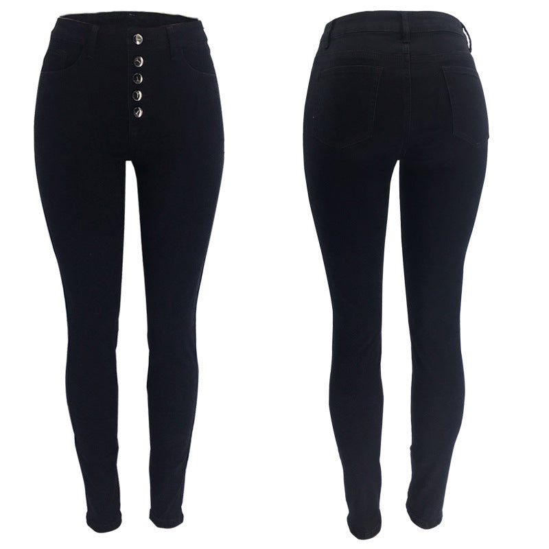 Stylish High-Waisted Long Denim Pants for Plus Size Women