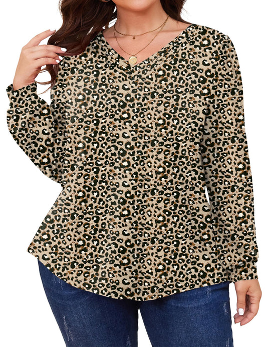 TFSDOD Plus Size Tops for Women Long Sleeve Shirts Women Floral Print
