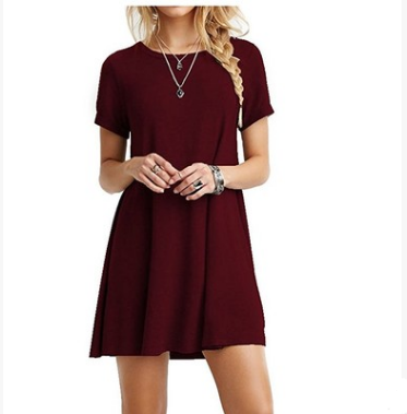 Plus Size Loose Fit Solid Color Dress