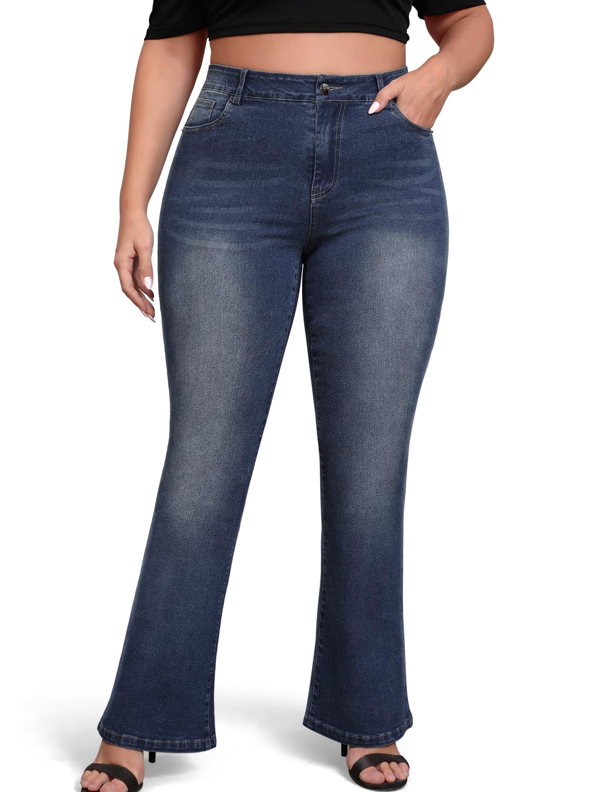 SQIQY Boot Cut Jeans for Woman Stretch Jeans with high Waisted & Plus Size Flare Womens Bootcut Jeans Blue