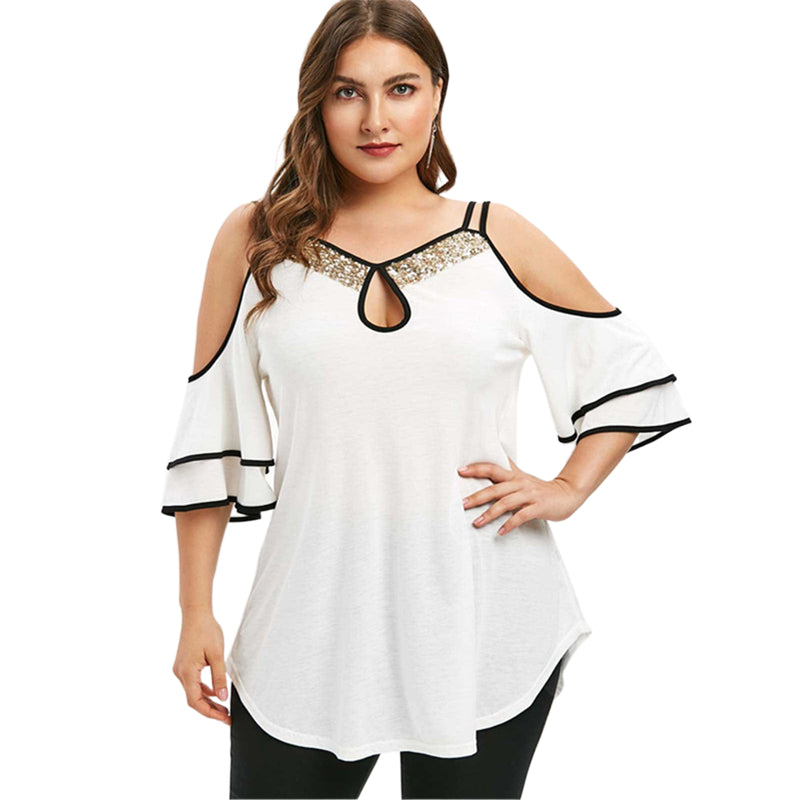 Plus Size Off Shoulder Baggy Tee for Women 4XL