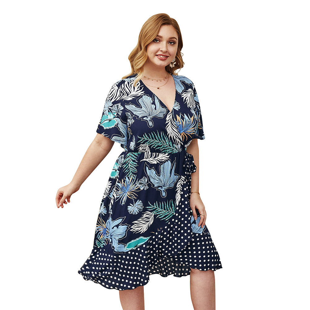 New Summer Dress with Floral Patchwork (Plus Size)