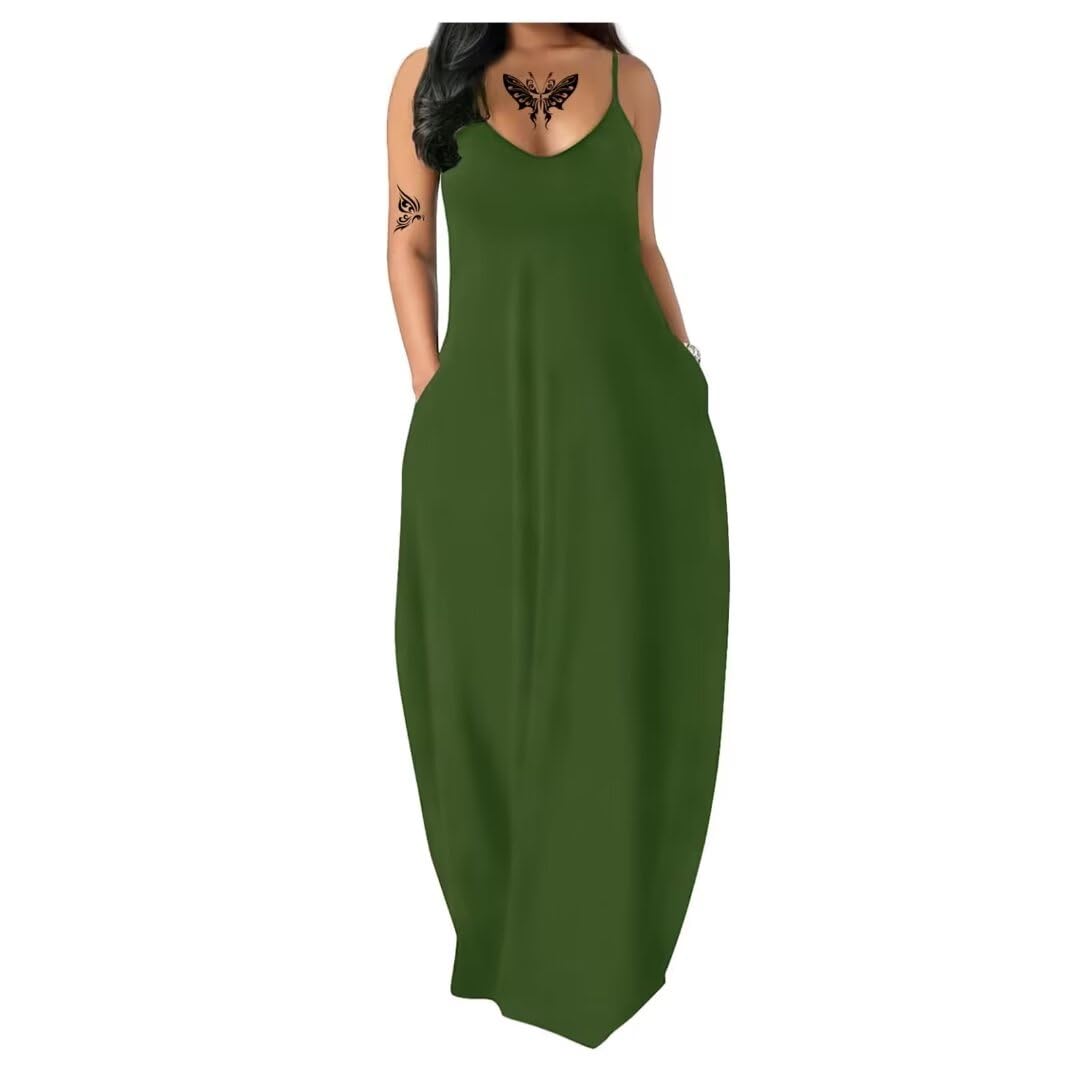 Womens Summer Maxi Dress Long Dress Casual Boho Sleeveless Strap Smocked Tiered Long Beach Sun Dresses