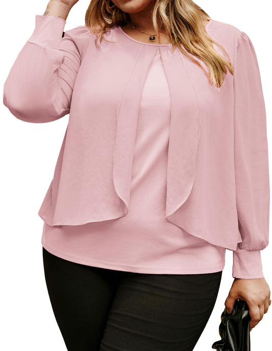 Hanna Nikole Women Plus Size Tops Dressy Chiffon