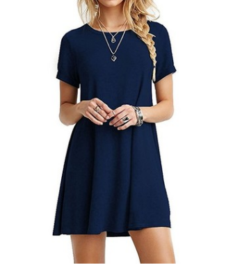 Plus Size Loose Fit Solid Color Dress