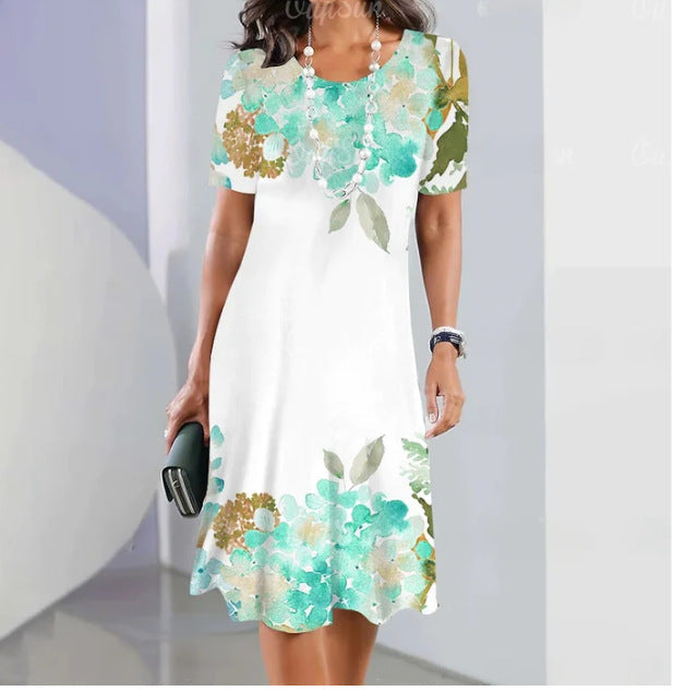 Women's Plus Size Floral 3D Printed Dress