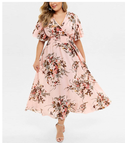 Plus Size Elegant Floral Dress for Women