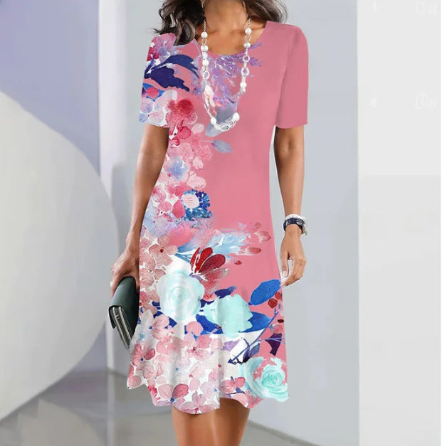 Women's Plus Size Floral 3D Printed Dress