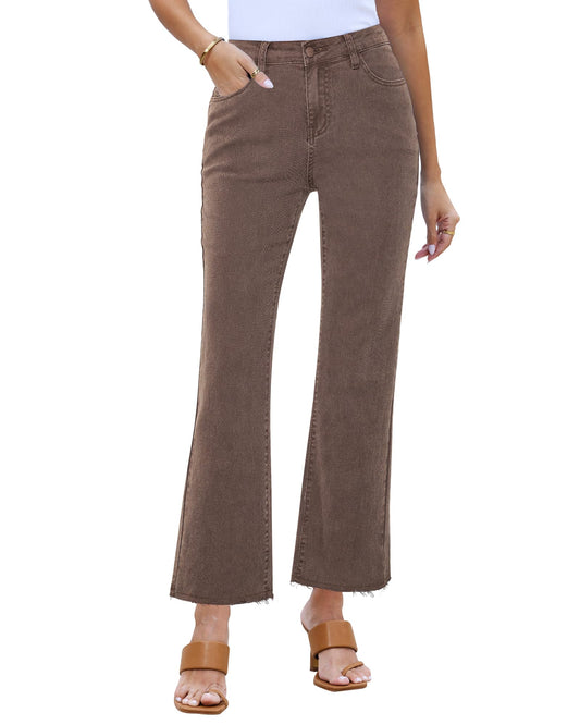 GRAPENT Plus Size Brown Pants for Women Denim Jeans for Women Plus Size Jeans for Women Stretch Summer Jeans Womens Jeans Size 16 Cinnamon Brown - Acid Wash Size X-Large US Size 16 to Size 18