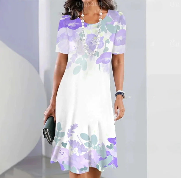 Women's Plus Size Floral 3D Printed Dress