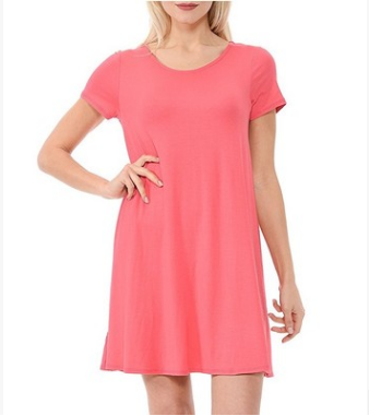 Plus Size Loose Fit Solid Color Dress