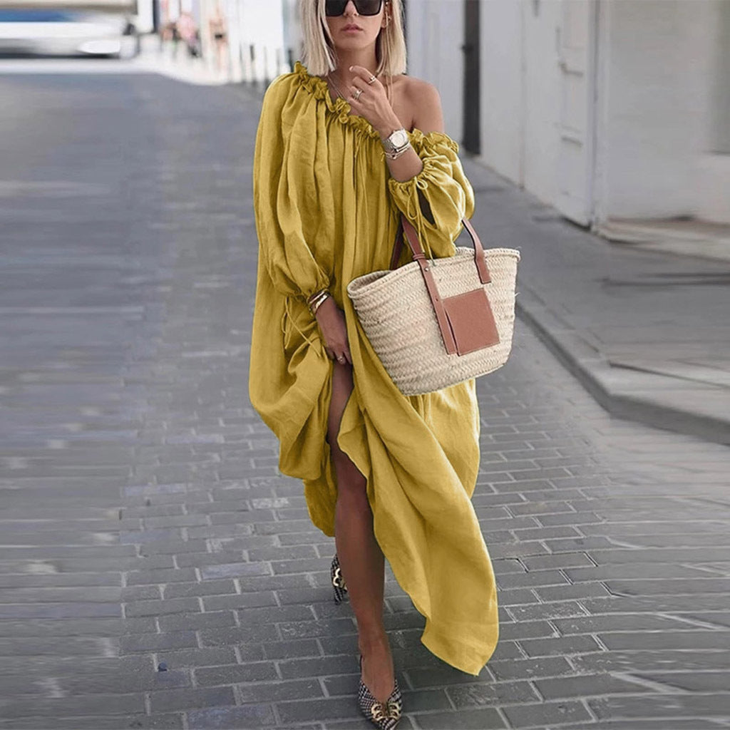 Women's Casual Plus Size Off-Shoulder Dress