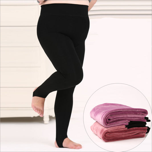 Plus Size Thickened Fleece-Lined Tights for Winter