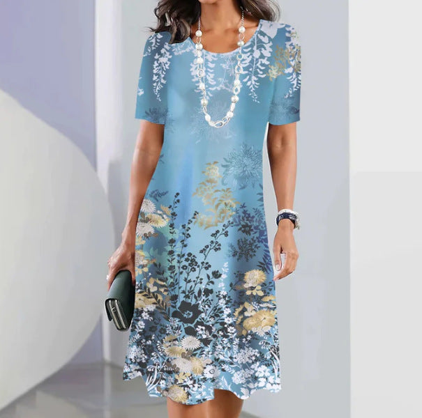 Women's Plus Size Floral 3D Printed Dress