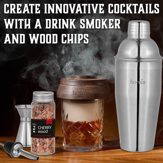 Piece Bartender Kit with Whiskey Smoker – Premium Bar Set with Bamboo Stand