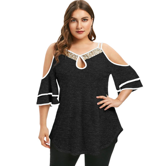 Plus Size Off Shoulder Baggy Tee for Women 4XL