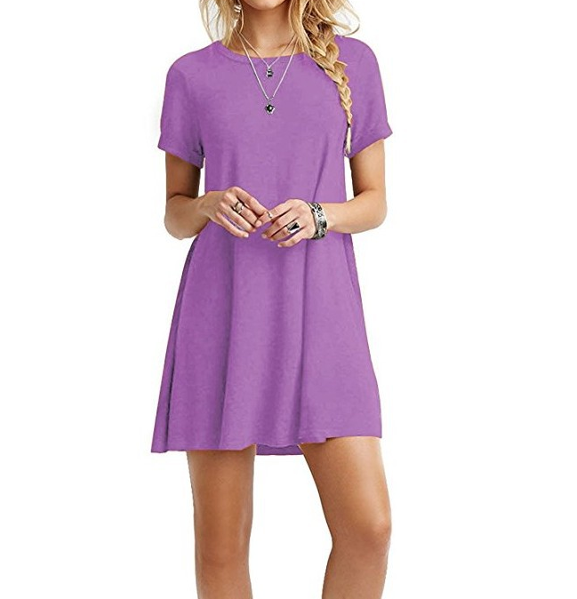 Plus Size Loose Fit Solid Color Dress