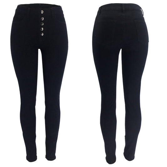 Stylish High-Waisted Long Denim Pants for Plus Size Women
