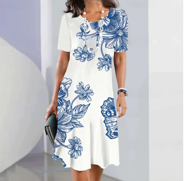 Women's Plus Size Floral 3D Printed Dress