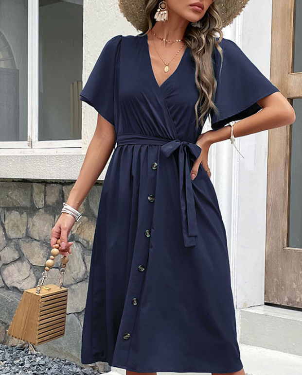 Plus Size Elegant V-Neck Dress for Women