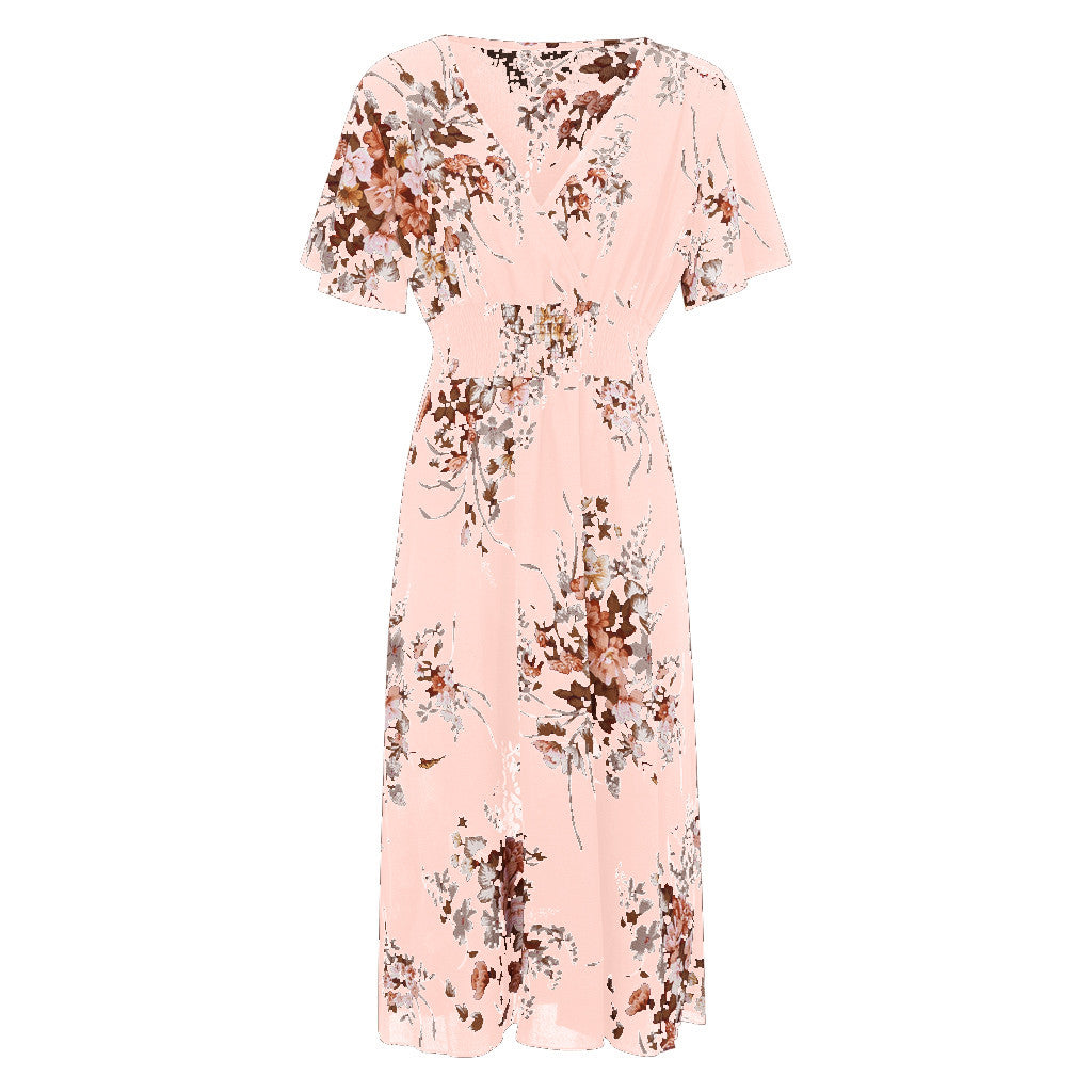 Plus Size Floral Chiffon Dress L-5XL Bohemian Style