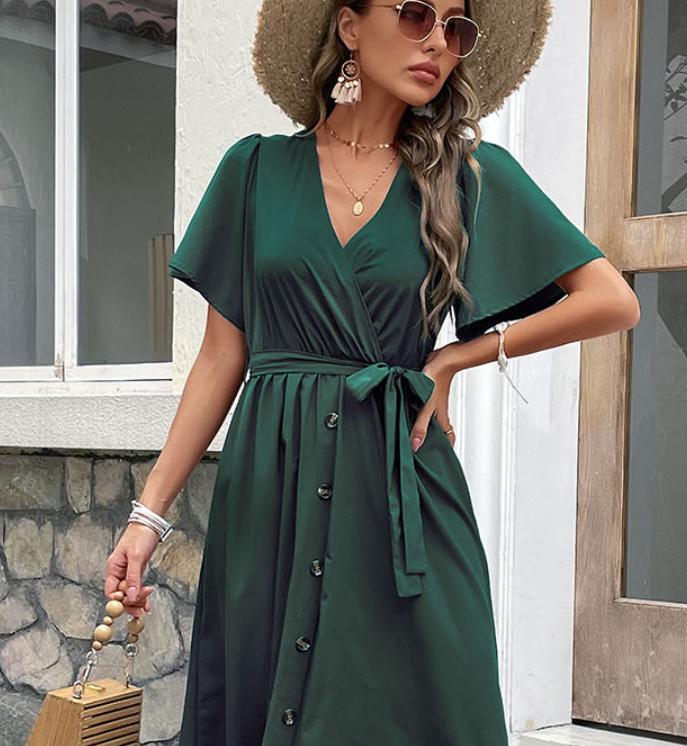 Plus Size Elegant V-Neck Dress for Women