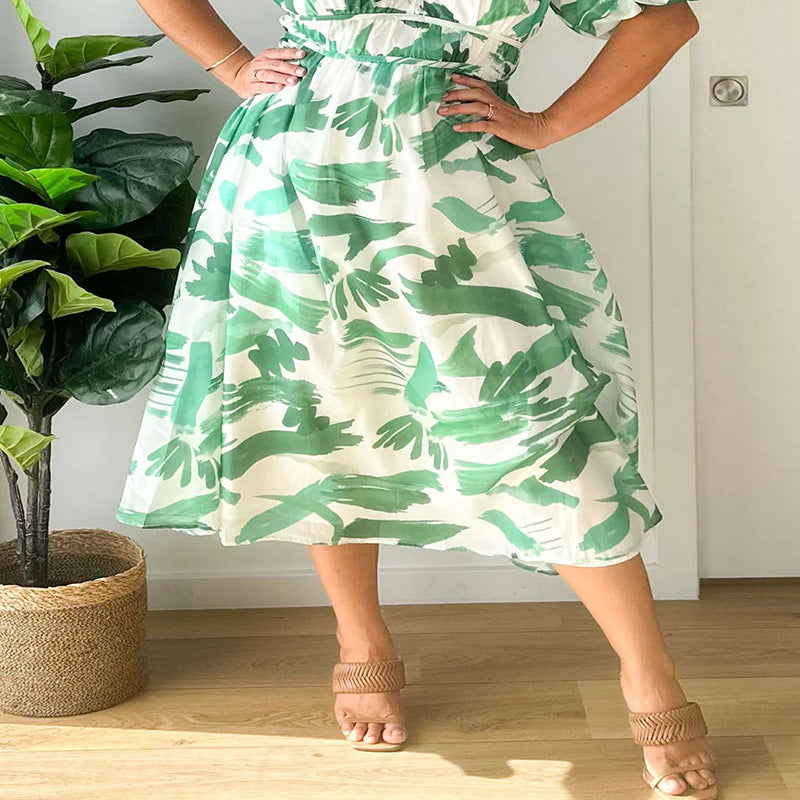 Summer Elegant Floral V-Neck Maxi Dress (Plus Size)