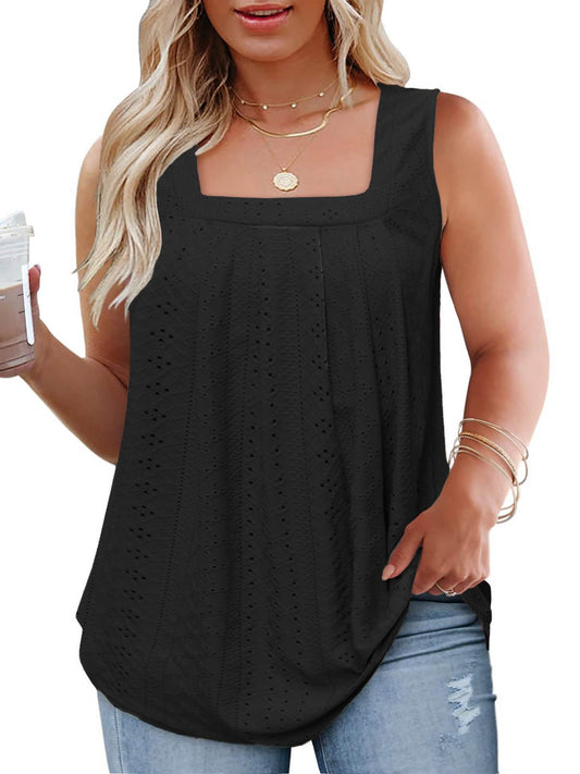 Plus Size Tank Tops for Women 3X Summer Sleeveless Shirts Loose Fit Basic Tunics Black