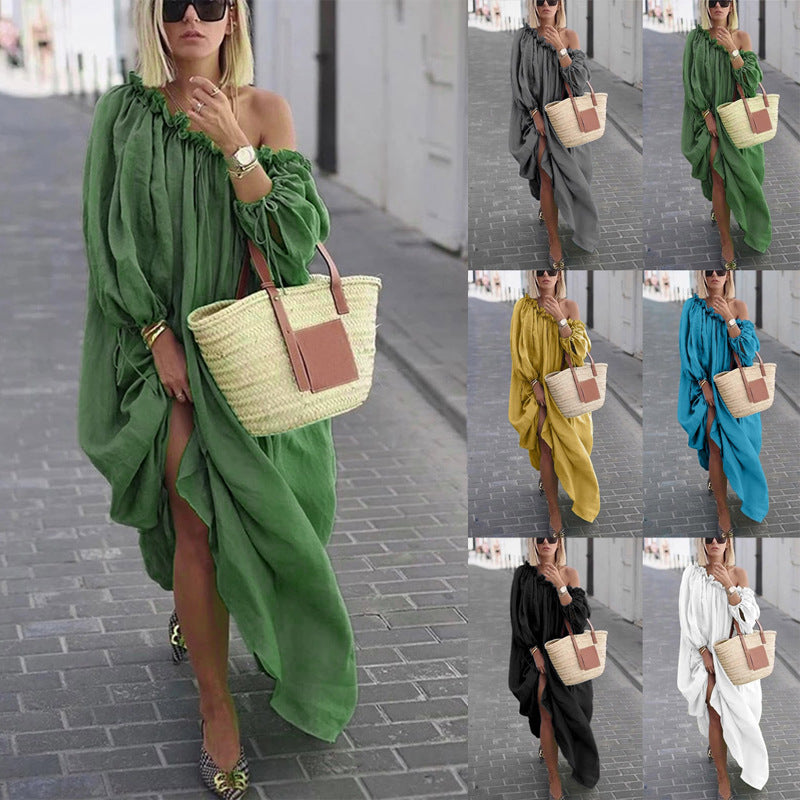 Women's Casual Plus Size Off-Shoulder Dress