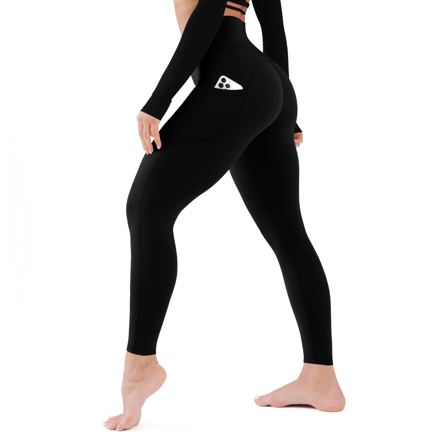 CHARMKING High Waisted Leggings for Women No Front Seam Soft Tummy Control Pants Non See Through Workout Yoga Pants for Running Plus Size (Black XX-Large 2 Pockets)