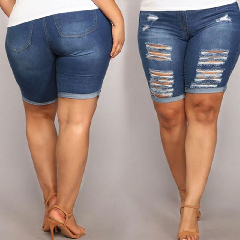 Plus Size Ripped Jeans for Women - Summer Style